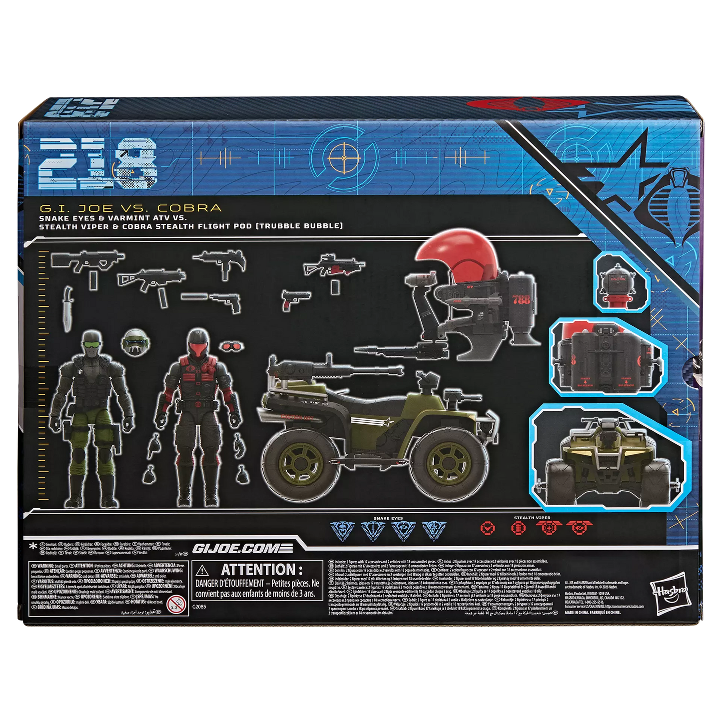 G.I. Joe - Classified Series #218 Snake Eyes & Varmint ATV Vs. Stealth Viper & Cobra Stealth Flight Pod (Trubble Bubble)